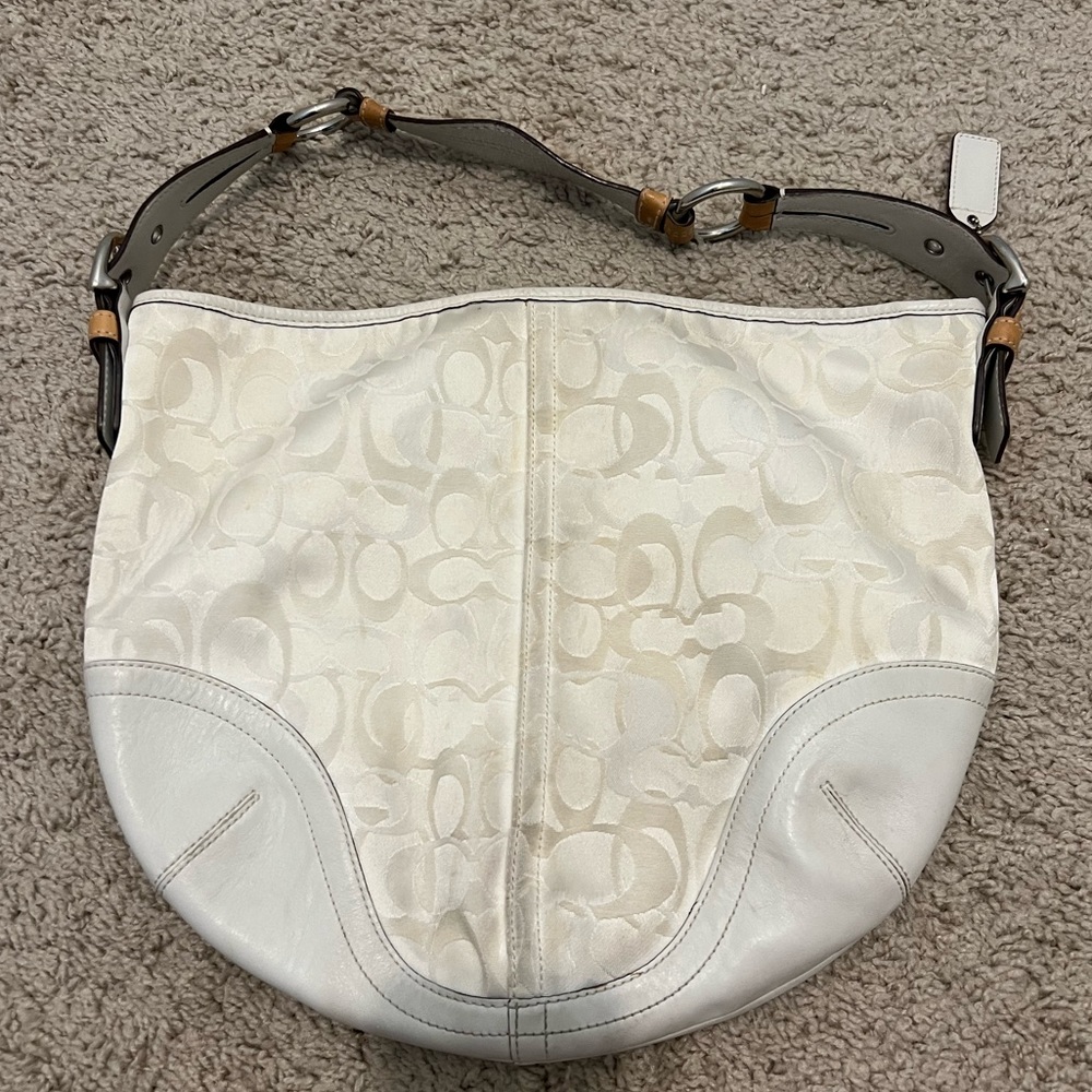 Vintage Coach signature hobo shoulder bag with leather accents